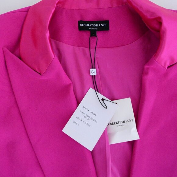 Generation Love New York Cori Hot Pink Single Button Tuxedo Blazer L - Picture 12 of 14